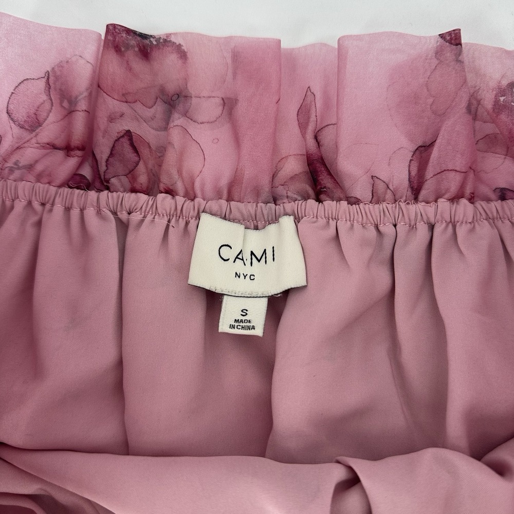 Revolve Cami NYC Top Womens S 100% Silk Ruffle Off Shoulder Romantic Cropped Top - Picture 4 of 7